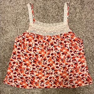 Torrid Floral Lace Trim crochet straps Women's tank top size 00